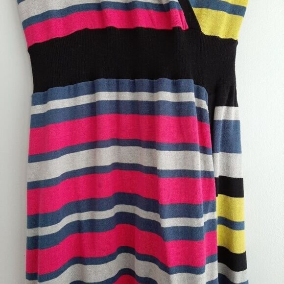 BCBG MAXAZRIA Elia Surplice Faux Wrap Fine Knit Stripe V-Neck Dress Sz S - Picture 7 of 16